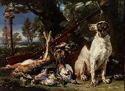 David de Coninck The hunter's trophy with a dog and an owl USA oil painting artist